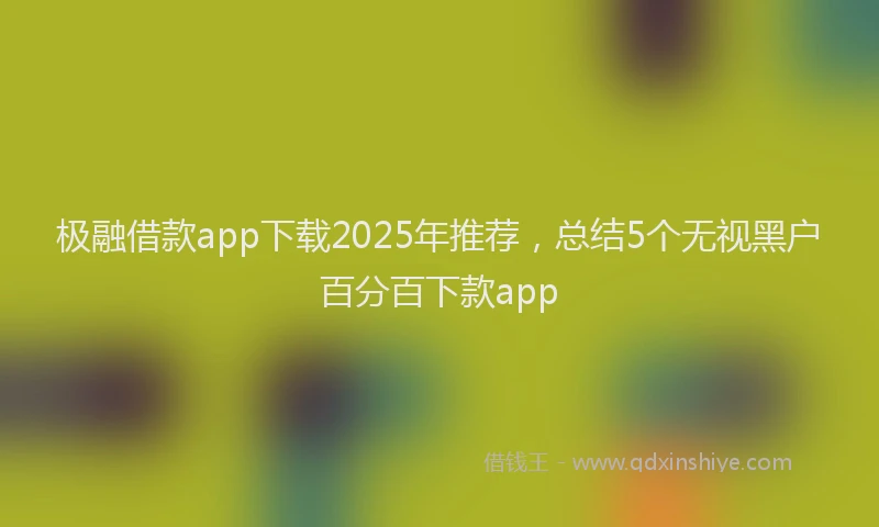 极融借款app下载2025年推荐，总结5个无视黑户百分百下款app