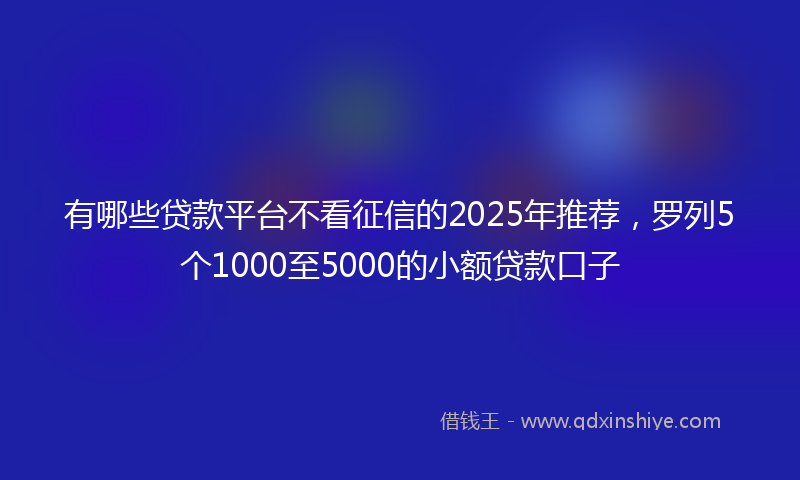 有哪些贷款平台不看征信的2025年推荐，罗列5个1000至5000的小额贷款口子
