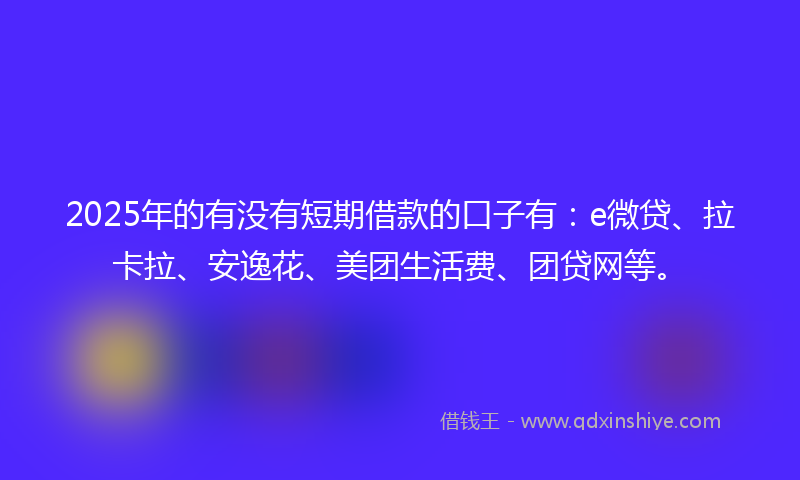 2025年的有没有短期借款的口子有：e微贷、拉卡拉、安逸花、美团生活费、团贷网等。