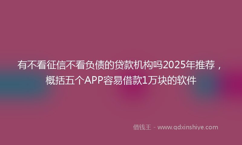 有不看征信不看负债的贷款机构吗2025年推荐，概括五个APP容易借款1万块的软件