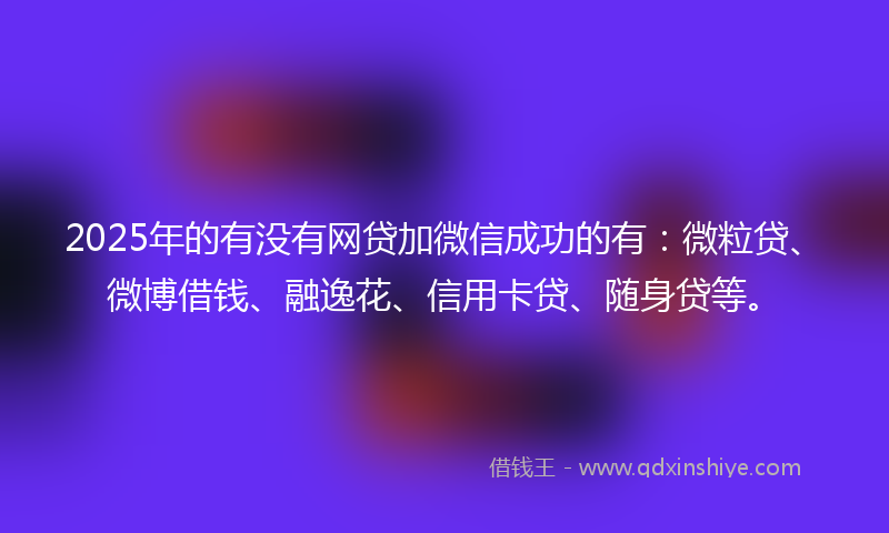 2025年的有没有网贷加微信成功的有：微粒贷、微博借钱、融逸花、信用卡贷、随身贷等。