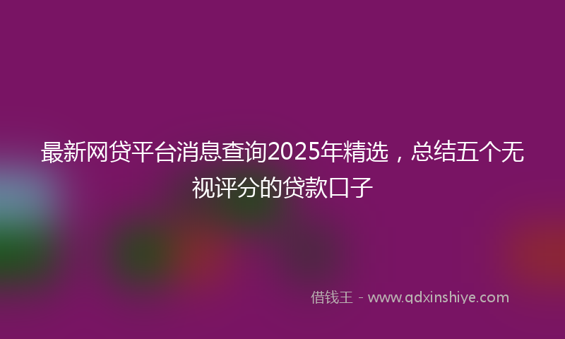 最新网贷平台消息查询2025年精选，总结五个无视评分的贷款口子