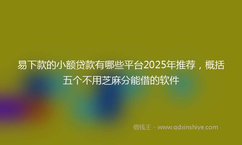 易下款的小额贷款有哪些平台2025年推荐，概括五个不用芝麻分能借的软件