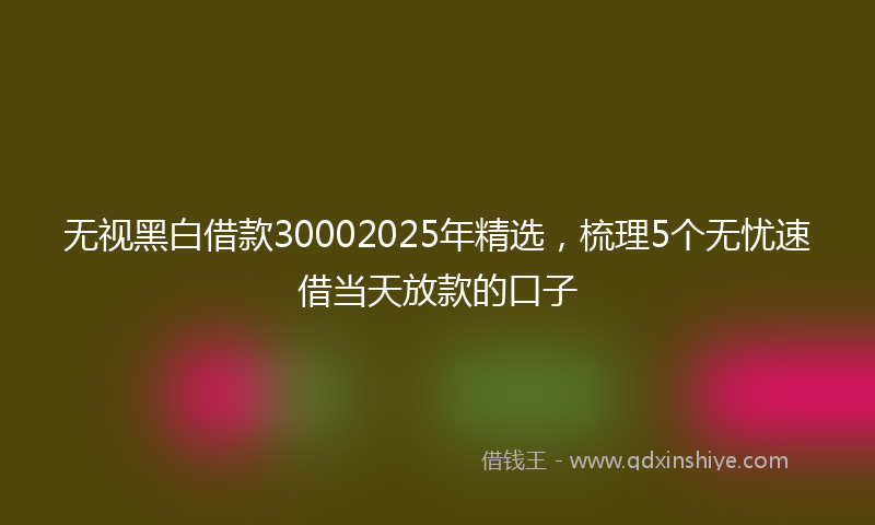 无视黑白借款30002025年精选，梳理5个无忧速借当天放款的口子