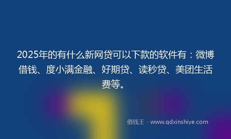 2025年的有什么新网贷可以下款的软件有：微博借钱、度小满金融、好期贷、读秒贷、美团生活费等。