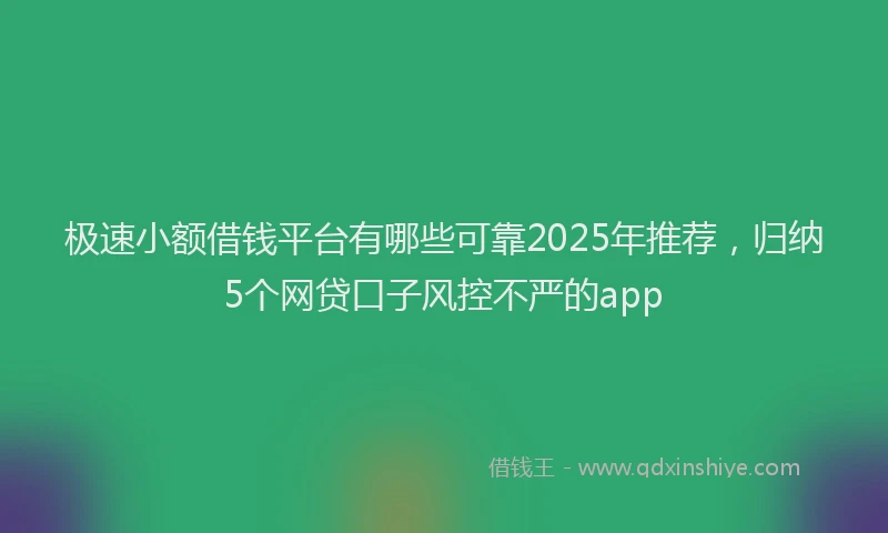 极速小额借钱平台有哪些可靠2025年推荐，归纳5个网贷口子风控不严的app