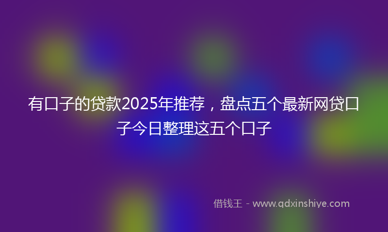 有口子的贷款2025年推荐，盘点五个最新网贷口子今日整理这五个口子