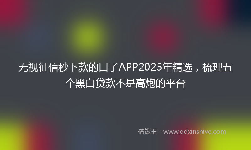 无视征信秒下款的口子APP2025年精选，梳理五个黑白贷款不是高炮的平台