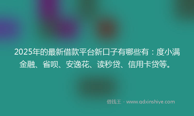 2025年的最新借款平台新口子有哪些有：度小满金融、省呗、安逸花、读秒贷、信用卡贷等。