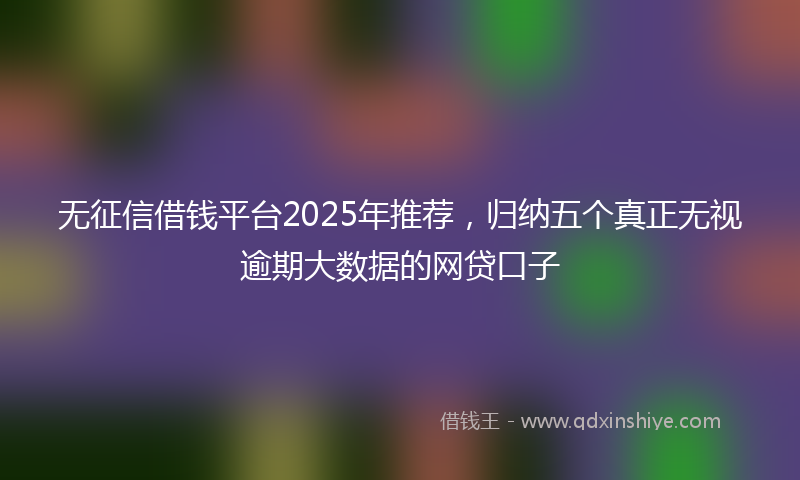 无征信借钱平台2025年推荐，归纳五个真正无视逾期大数据的网贷口子