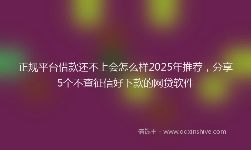 正规平台借款还不上会怎么样2025年推荐，分享5个不查征信好下款的网贷软件
