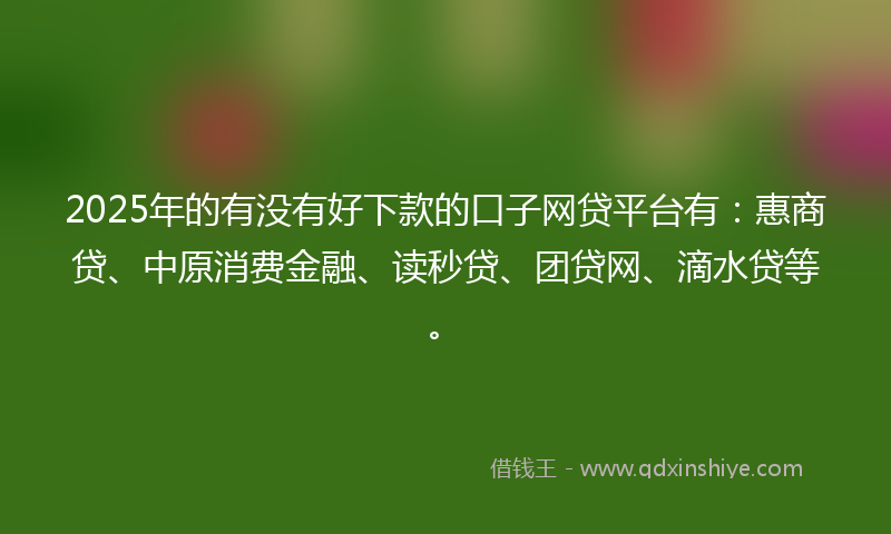 2025年的有没有好下款的口子网贷平台有：惠商贷、中原消费金融、读秒贷、团贷网、滴水贷等。