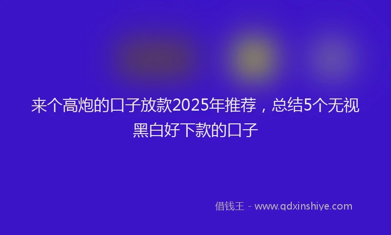 来个高炮的口子放款2025年推荐，总结5个无视黑白好下款的口子
