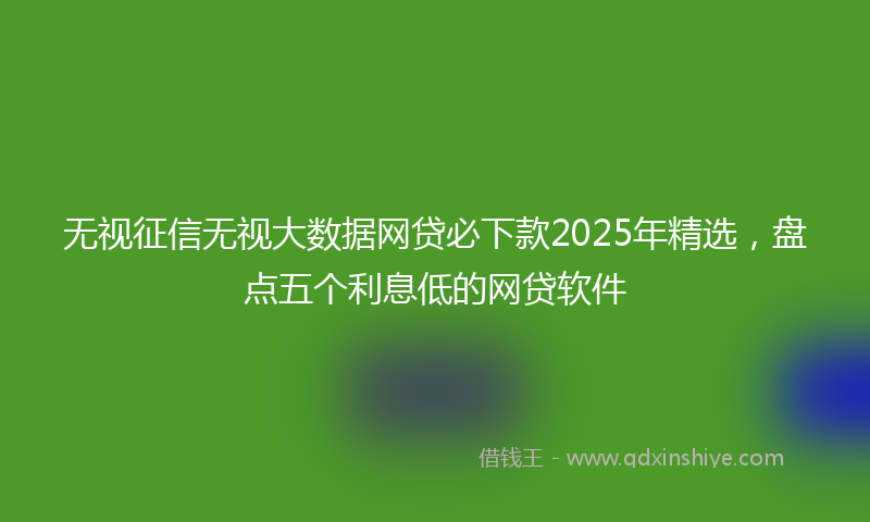 无视征信无视大数据网贷必下款2025年精选，盘点五个利息低的网贷软件