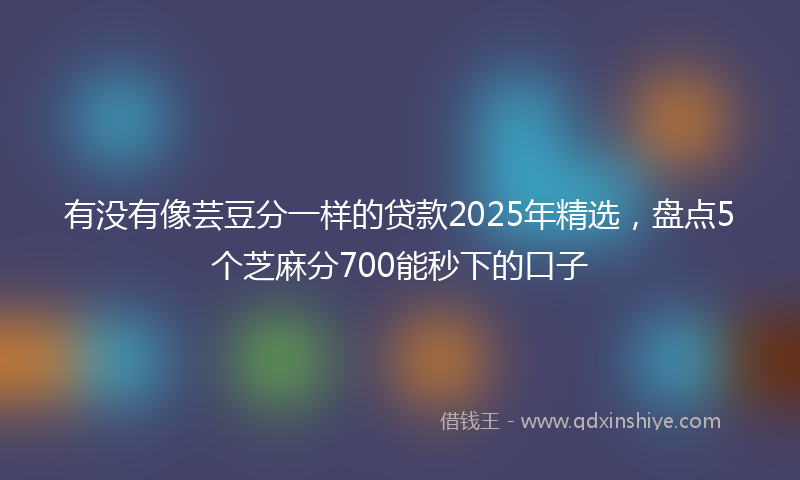 有没有像芸豆分一样的贷款2025年精选，盘点5个芝麻分700能秒下的口子
