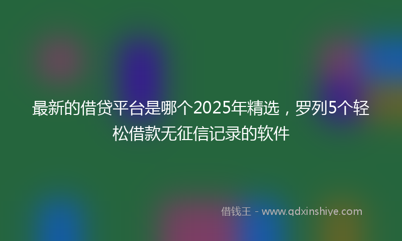 最新的借贷平台是哪个2025年精选，罗列5个轻松借款无征信记录的软件