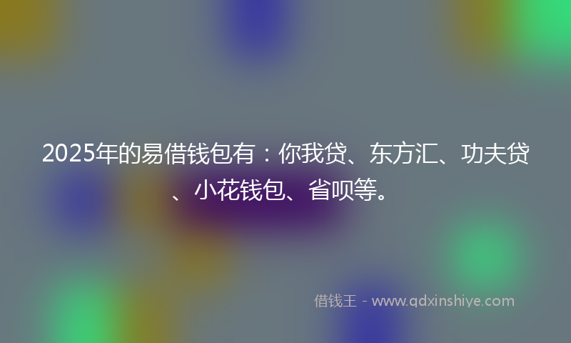 2025年的易借钱包有：你我贷、东方汇、功夫贷、小花钱包、省呗等。