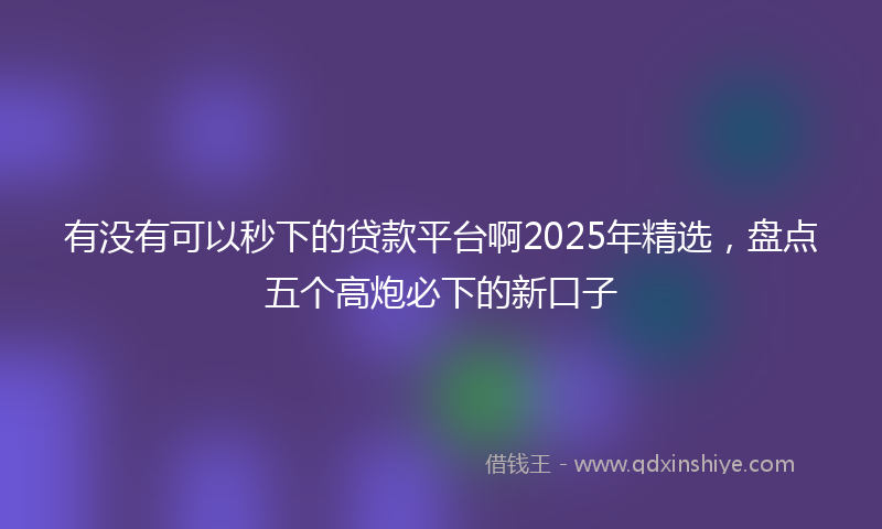 有没有可以秒下的贷款平台啊2025年精选，盘点五个高炮必下的新口子