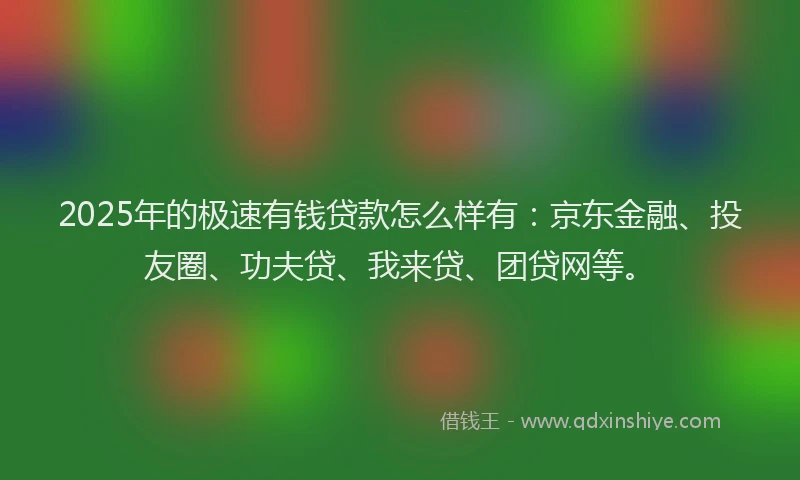 2025年的极速有钱贷款怎么样有：京东金融、投友圈、功夫贷、我来贷、团贷网等。
