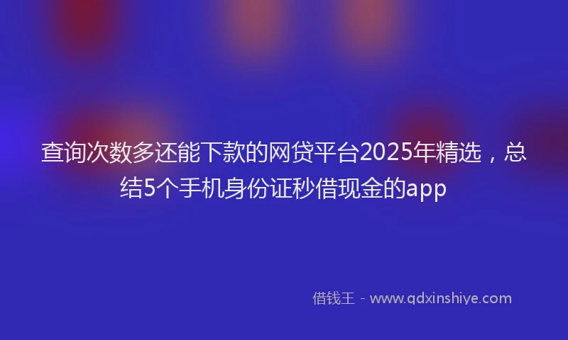 查询次数多还能下款的网贷平台2025年精选，总结5个手机身份证秒借现金的app