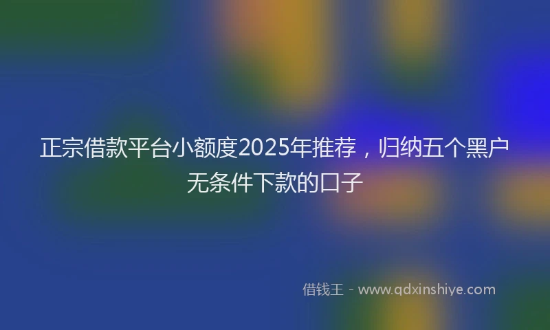 正宗借款平台小额度2025年推荐，归纳五个黑户无条件下款的口子
