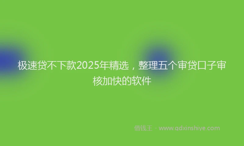 极速贷不下款2025年精选，整理五个审贷口子审核加快的软件