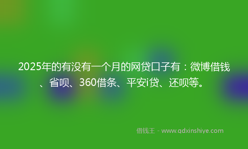 2025年的有没有一个月的网贷口子有：微博借钱、省呗、360借条、平安i贷、还呗等。