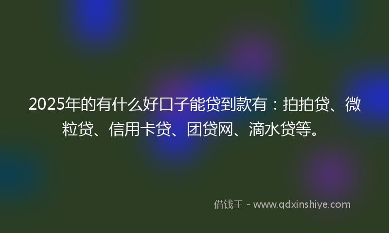 2025年的有什么好口子能贷到款有：拍拍贷、微粒贷、信用卡贷、团贷网、滴水贷等。