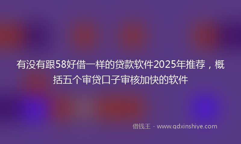 有没有跟58好借一样的贷款软件2025年推荐，概括五个审贷口子审核加快的软件