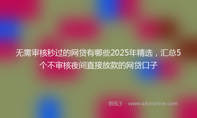 无需审核秒过的网贷有哪些2025年精选，汇总5个不审核夜间直接放款的网贷口子