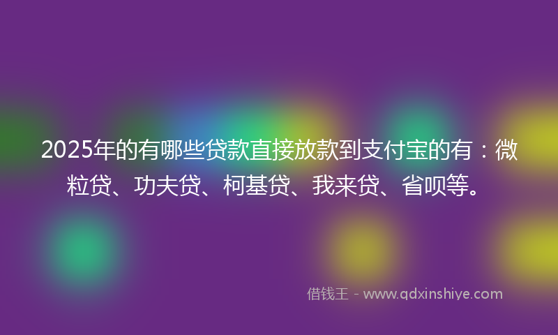 2025年的有哪些贷款直接放款到支付宝的有：微粒贷、功夫贷、柯基贷、我来贷、省呗等。