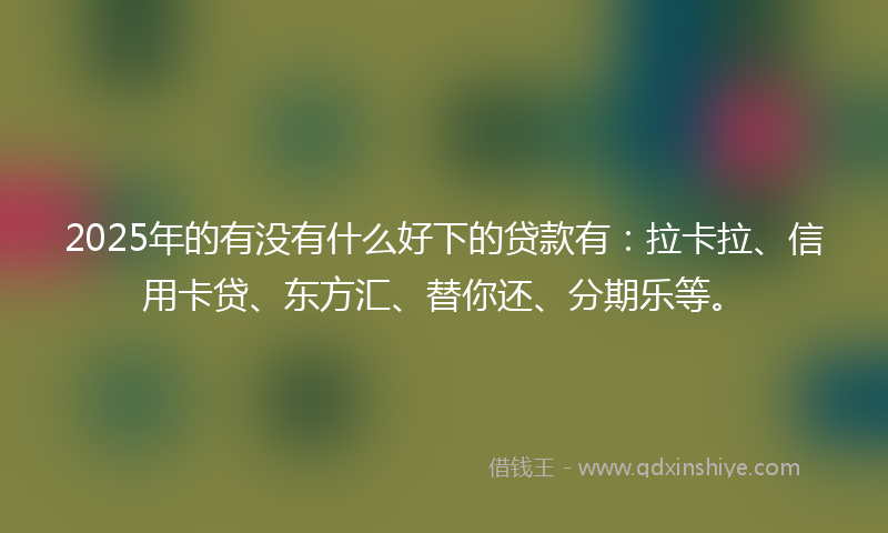 2025年的有没有什么好下的贷款有：拉卡拉、信用卡贷、东方汇、替你还、分期乐等。