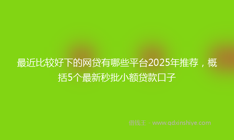 最近比较好下的网贷有哪些平台2025年推荐，概括5个最新秒批小额贷款口子
