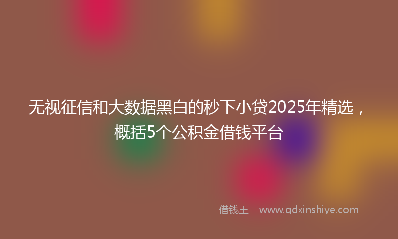 无视征信和大数据黑白的秒下小贷2025年精选，概括5个公积金借钱平台