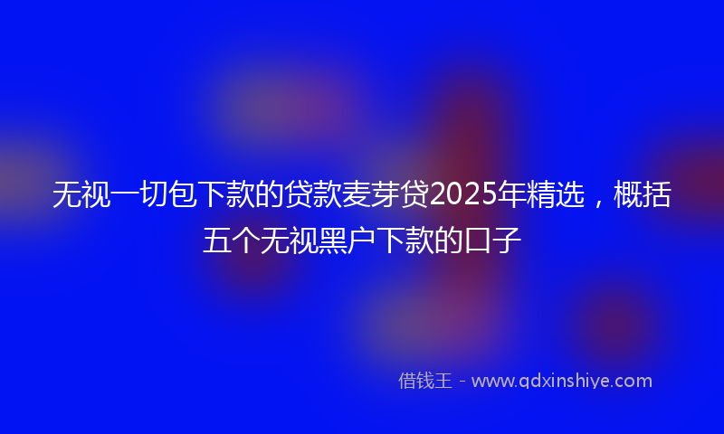 无视一切包下款的贷款麦芽贷2025年精选，概括五个无视黑户下款的口子