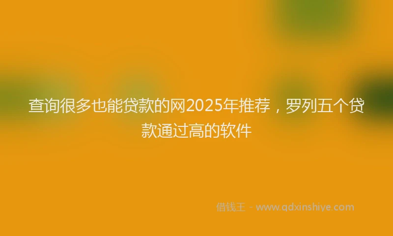 查询很多也能贷款的网2025年推荐，罗列五个贷款通过高的软件