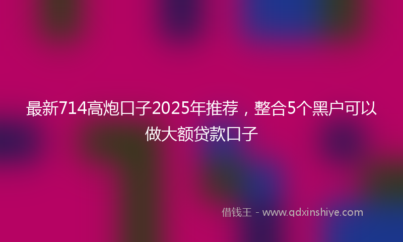 最新714高炮口子2025年推荐，整合5个黑户可以做大额贷款口子