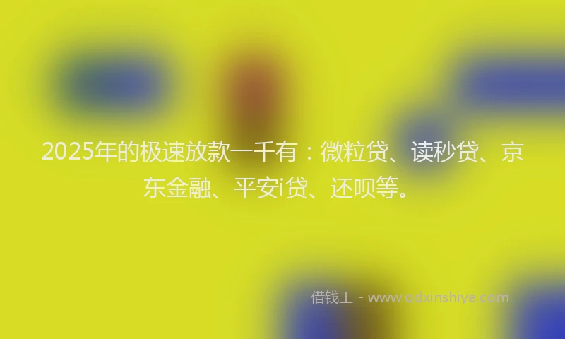 2025年的极速放款一千有：微粒贷、读秒贷、京东金融、平安i贷、还呗等。