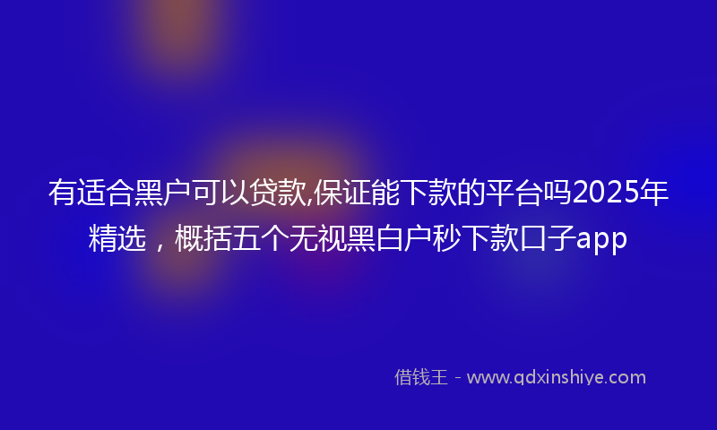 有适合黑户可以贷款,保证能下款的平台吗2025年精选，概括五个无视黑白户秒下款口子app
