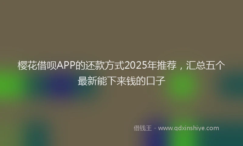 樱花借呗APP的还款方式2025年推荐，汇总五个最新能下来钱的口子