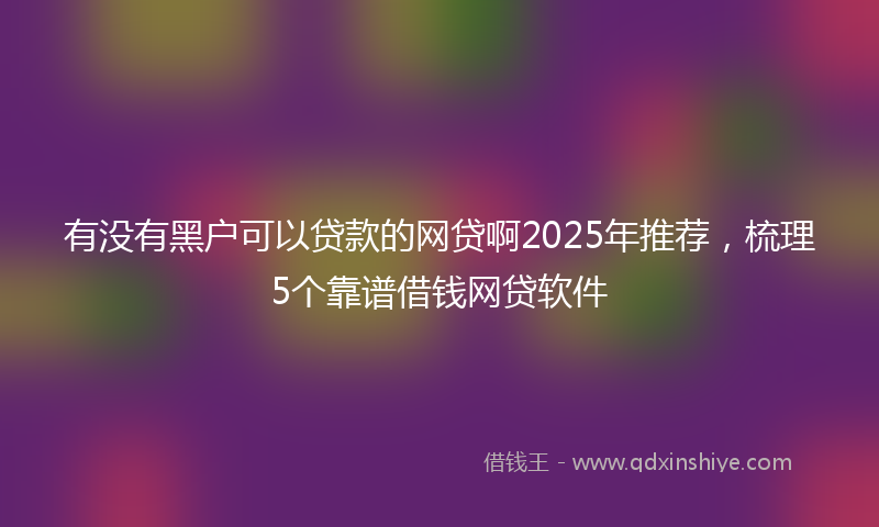 有没有黑户可以贷款的网贷啊2025年推荐，梳理5个靠谱借钱网贷软件
