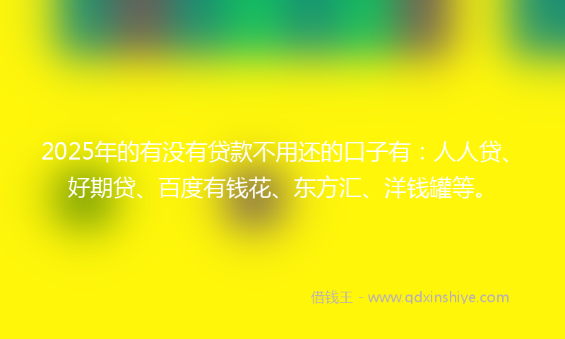 2025年的有没有贷款不用还的口子有：人人贷、好期贷、百度有钱花、东方汇、洋钱罐等。