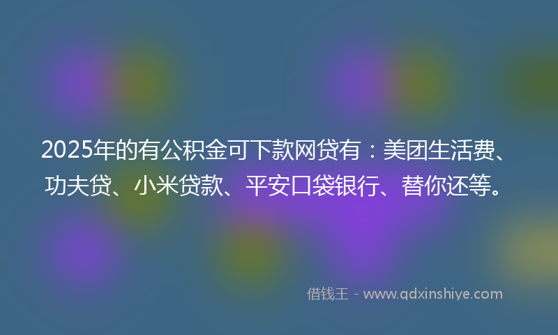 2025年的有公积金可下款网贷有：美团生活费、功夫贷、小米贷款、平安口袋银行、替你还等。