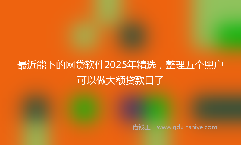 最近能下的网贷软件2025年精选，整理五个黑户可以做大额贷款口子