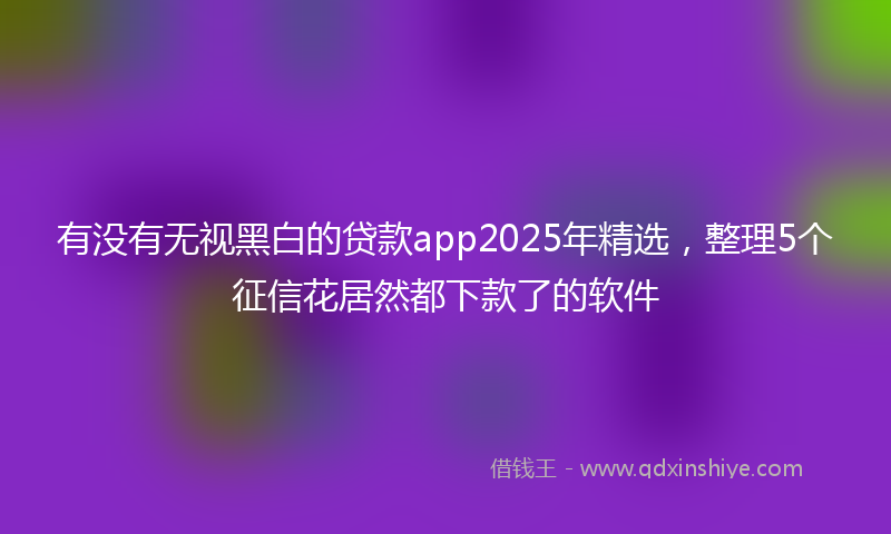 有没有无视黑白的贷款app2025年精选，整理5个征信花居然都下款了的软件