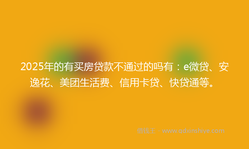 2025年的有买房贷款不通过的吗有：e微贷、安逸花、美团生活费、信用卡贷、快贷通等。
