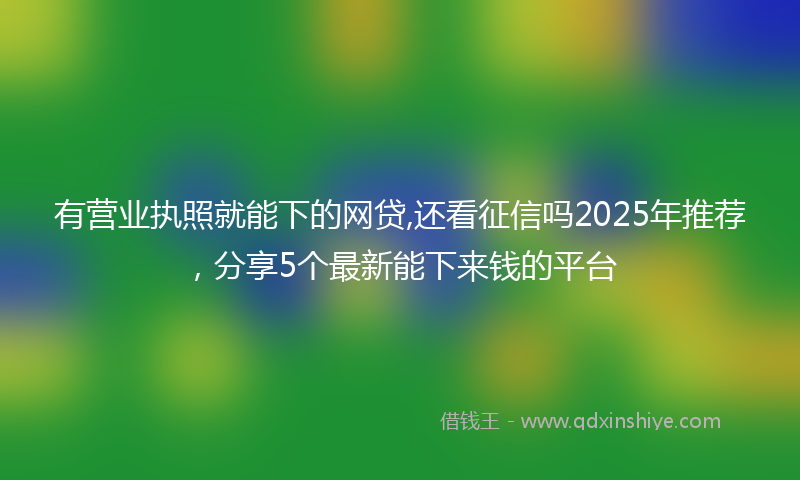 有营业执照就能下的网贷,还看征信吗2025年推荐，分享5个最新能下来钱的平台