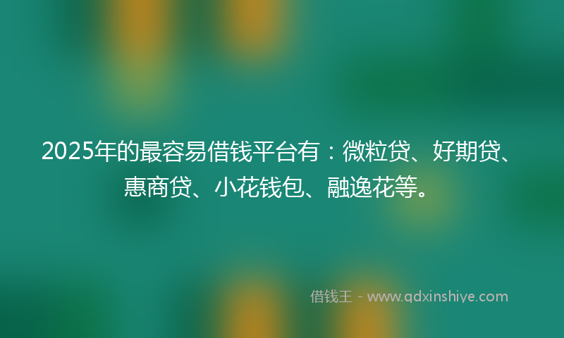 2025年的最容易借钱平台有：微粒贷、好期贷、惠商贷、小花钱包、融逸花等。