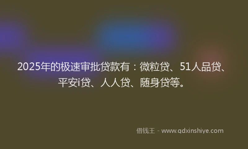 2025年的极速审批贷款有：微粒贷、51人品贷、平安i贷、人人贷、随身贷等。
