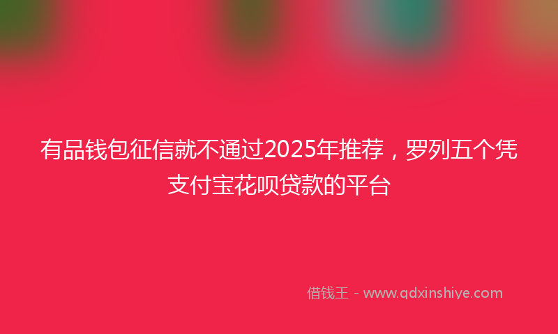 有品钱包征信就不通过2025年推荐，罗列五个凭支付宝花呗贷款的平台
